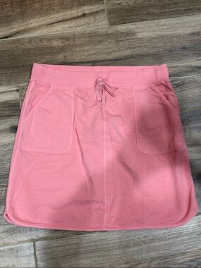 T by Talbots Sz M Coral Pink Drawstring Mini Skirt with Front Pockets NWT B30